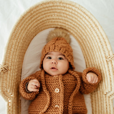Aspen Cable Knit Bonnet - Pecan by Huggalugs