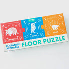 Children's floor puzzle with Spanish alphabet letters on a white background