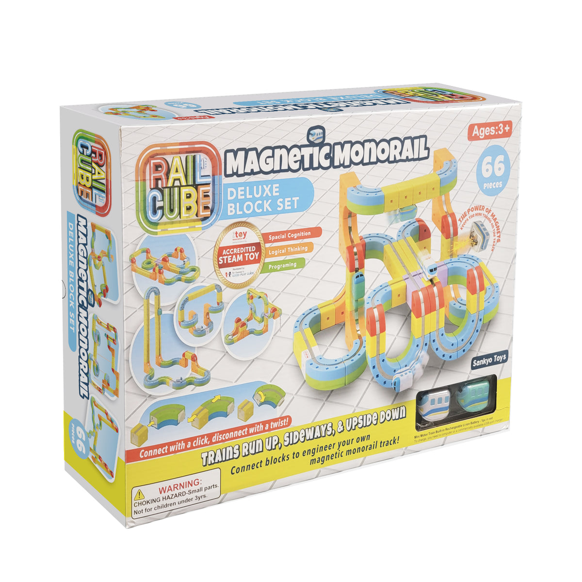 Box of Rail Cube Magnetic Monorail Deluxe Block Set on a white background