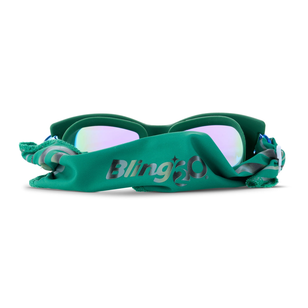 Green goggles with 'Bling2o' branding on a white background
