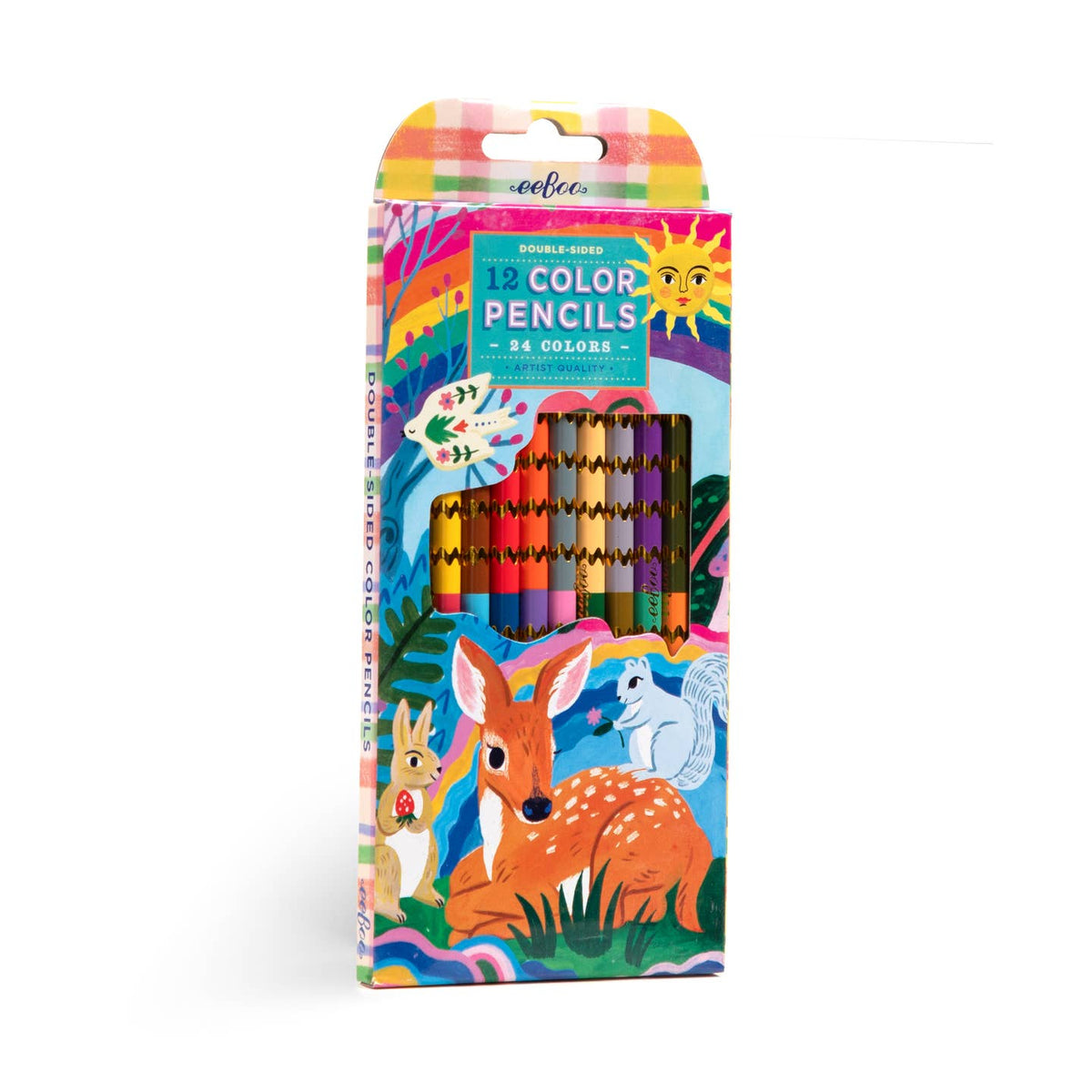 Pack of color pencils with a colorful packaging featuring animals on a white background