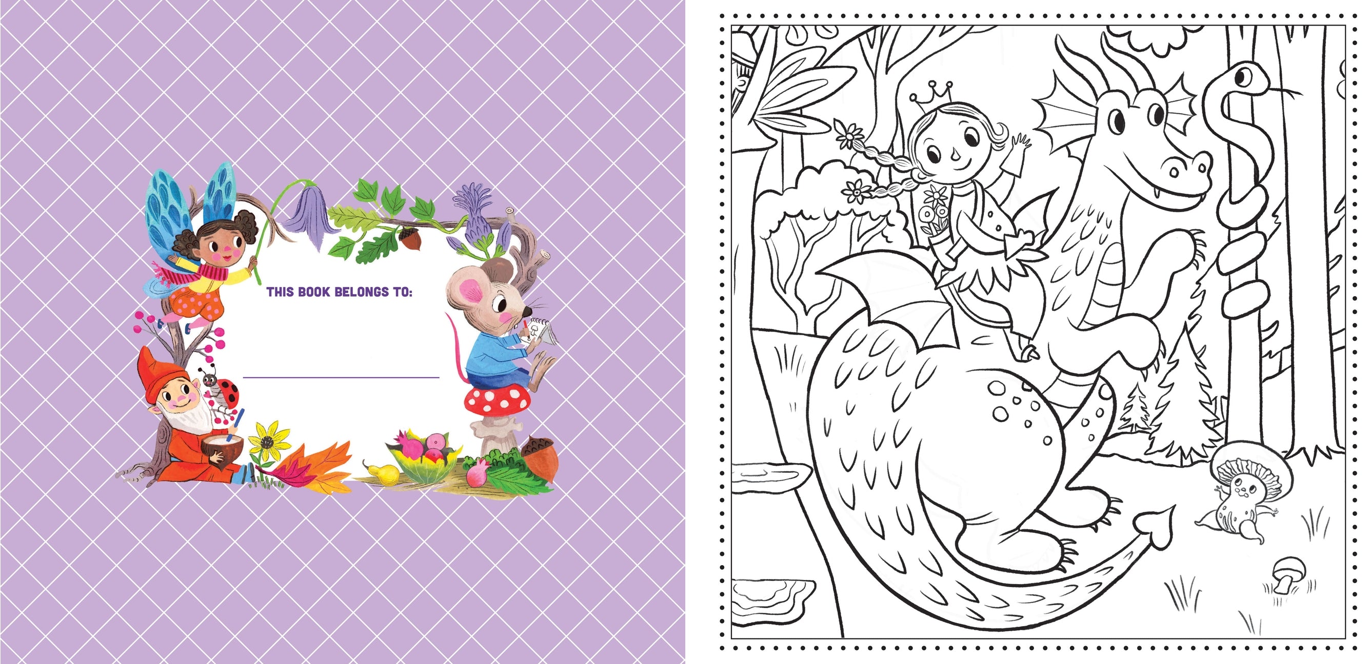 Children's book cover with fairy tale design on a purple background