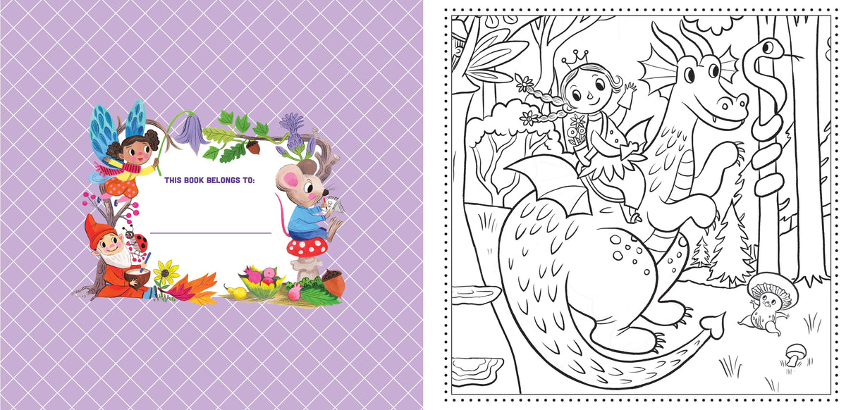 Children's book cover with fairy tale design on a purple background