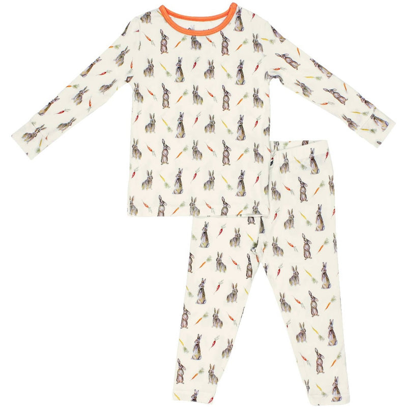Hoppin’ Bunnies & Carrot Patch Long Sleeve Pajama Set  by Free Birdees
