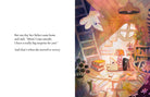 Illustration of a child's room with a cat and text about a father's surprise.