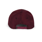 Maroon cap with a visible brand logo on the back against a white background