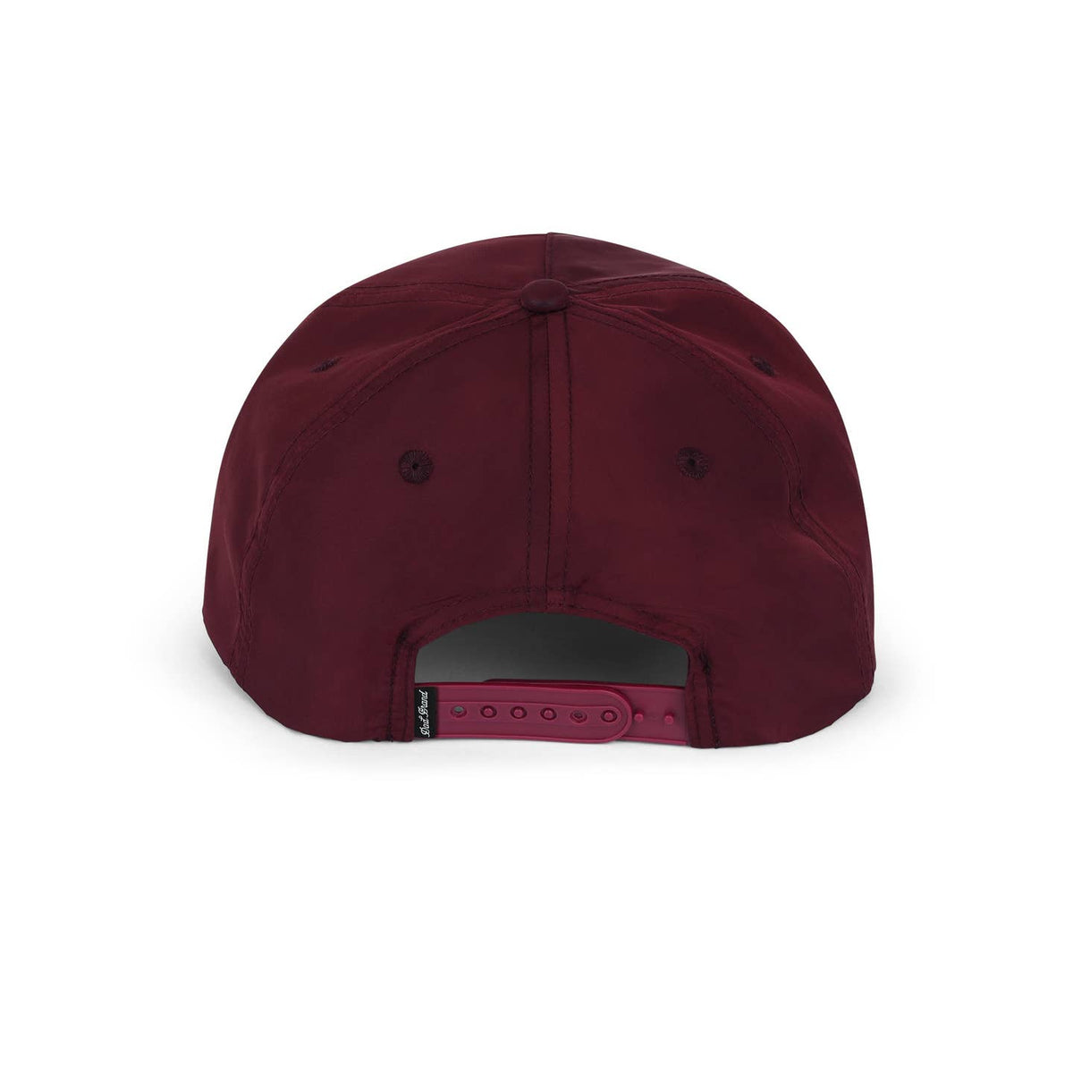 Maroon cap with a visible brand logo on the back against a white background