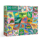 A 36-piece jigsaw puzzle box titled 'Alphabet of Dinosaur' by Clippy's Creations, featuring a colorful grid of dinosaur illustrations corresponding to each alphabet letter.