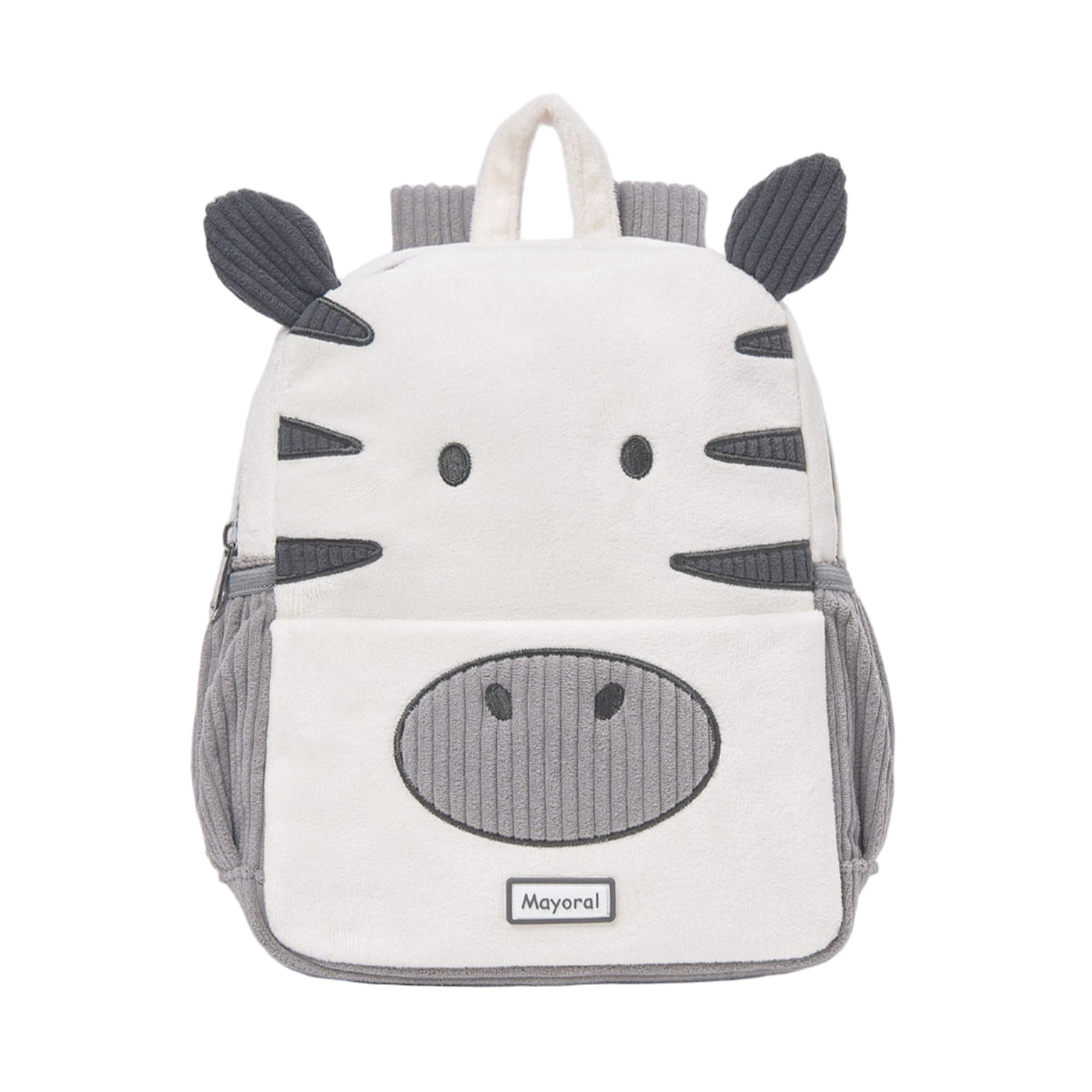 Zebra-shaped backpack on a white background