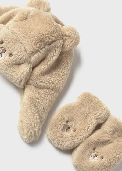 Baby Bear Hat and Mittens Set - Latte by Mayoral