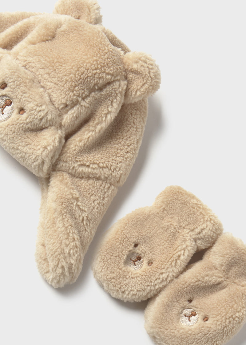 Baby Bear Hat and Mittens Set - Latte by Mayoral