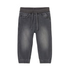 Gray jeans with drawstring on a white background