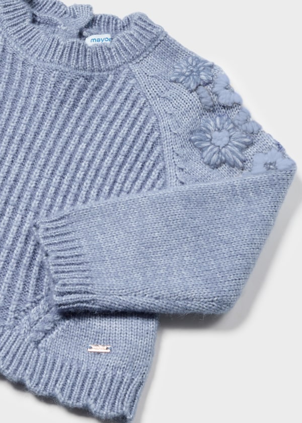 Baby Embroided Flower Sweater - Blue by Mayoral