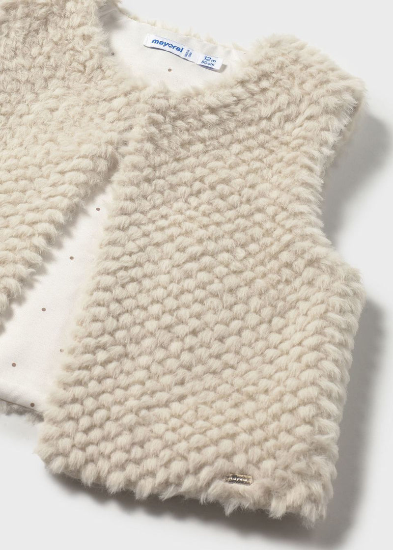 Baby Faux Fur Vest - Sand by Mayoral - FINAL SALE