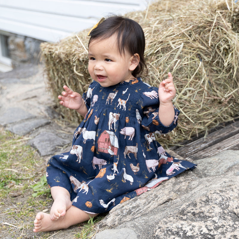 Baby Stevie Puff Sleeve Dress Set - On the Farm by Pink Chicken - FINAL SALE