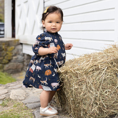 Baby Stevie Puff Sleeve Dress Set - On the Farm by Pink Chicken - FINAL SALE