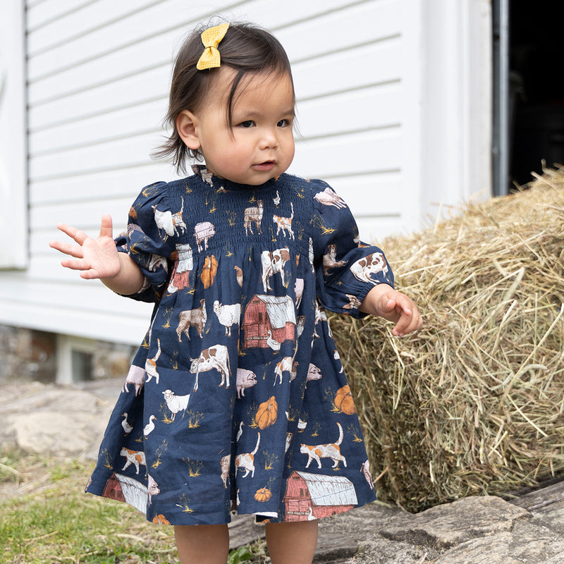 Baby Stevie Puff Sleeve Dress Set - On the Farm by Pink Chicken - FINAL SALE