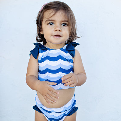 Baby Girls Shelly Tankini - Ocean Waves by Pink Chicken FINAL SALE