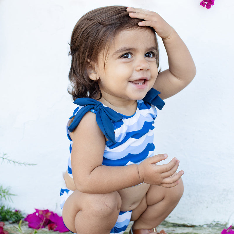 Baby Girls Shelly Tankini - Ocean Waves by Pink Chicken FINAL SALE