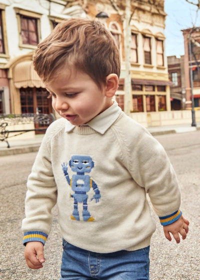 Baby Robot Sweater - Cream by Mayoral