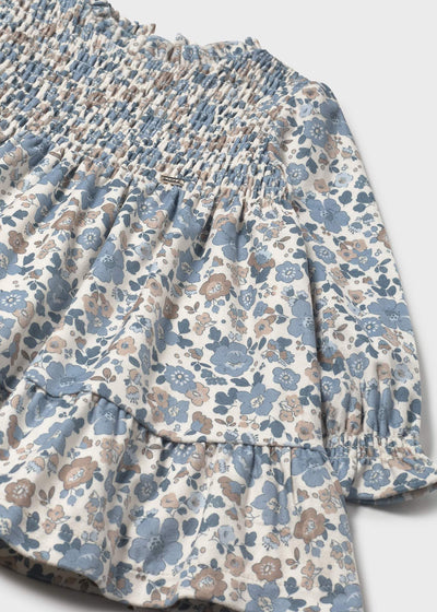 Baby Ruffled Velvet Dress - Bluebell by Mayoral - FINAL SALE