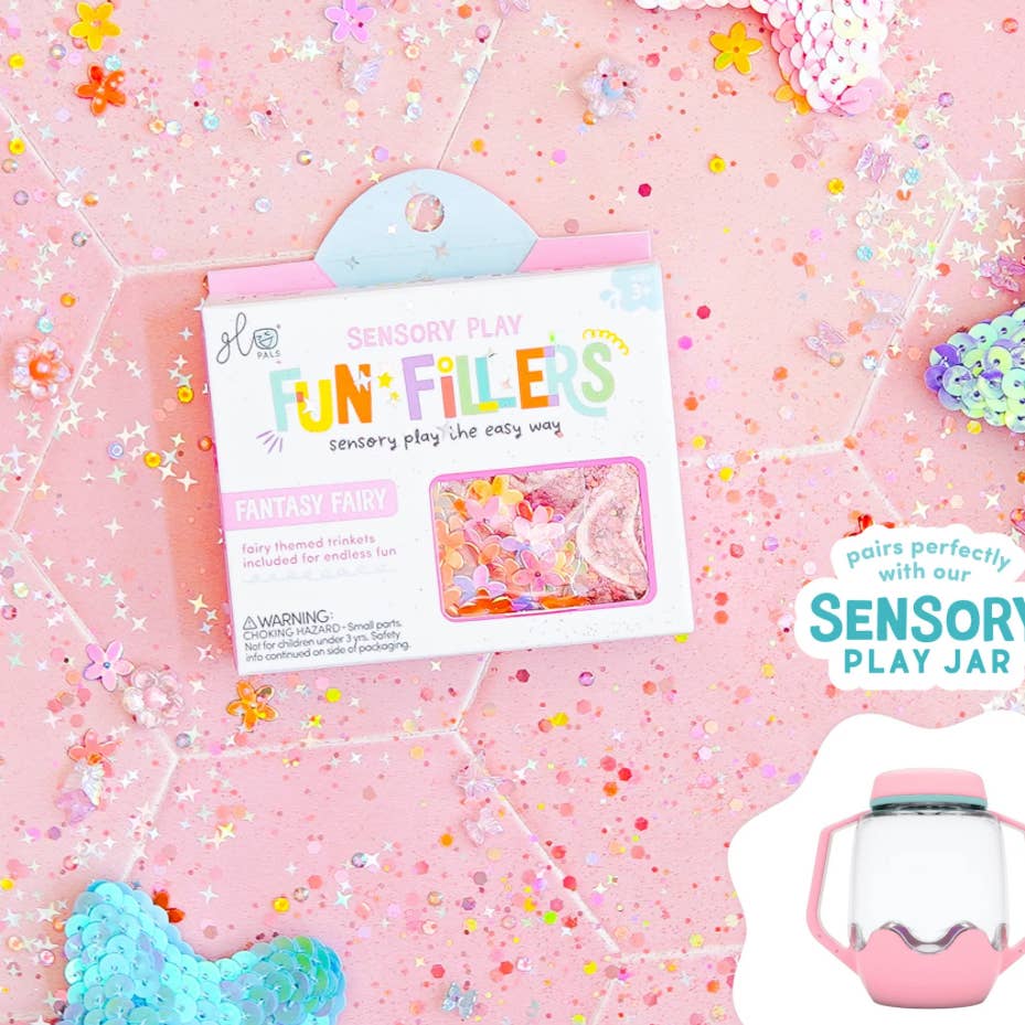 Sensory play product with packaging on a pink background