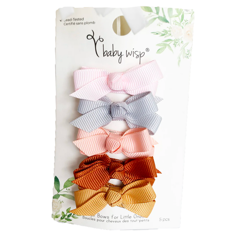 Chelsea Grosgrain Bows on Snap Clips Set of 5 - Bow Addict by Baby Wisp