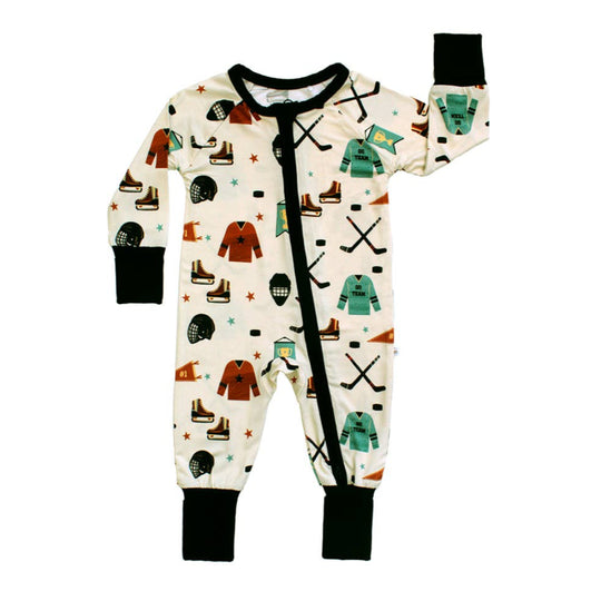 Hat Trick Hockey Bamboo Convertible Footie Romper by Emerson and Friends