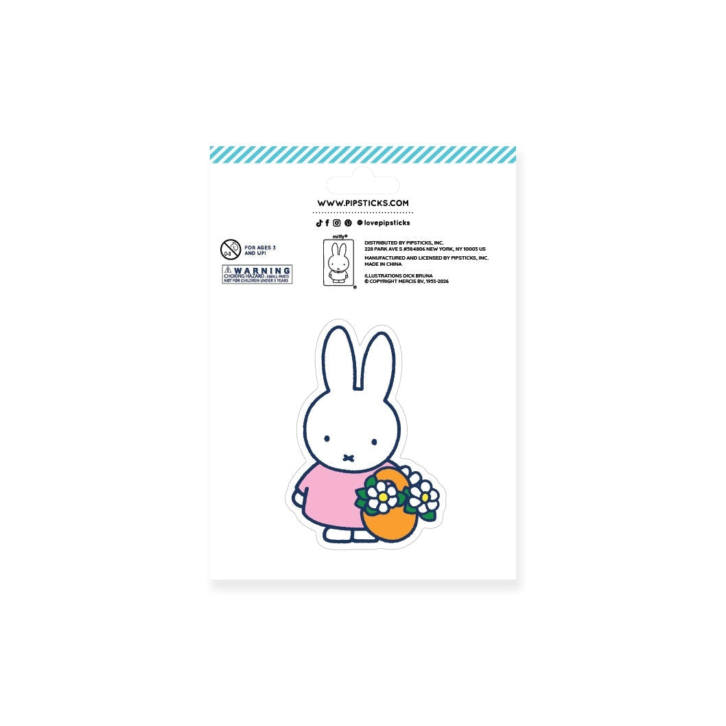 Miffy character with flowers on a white background