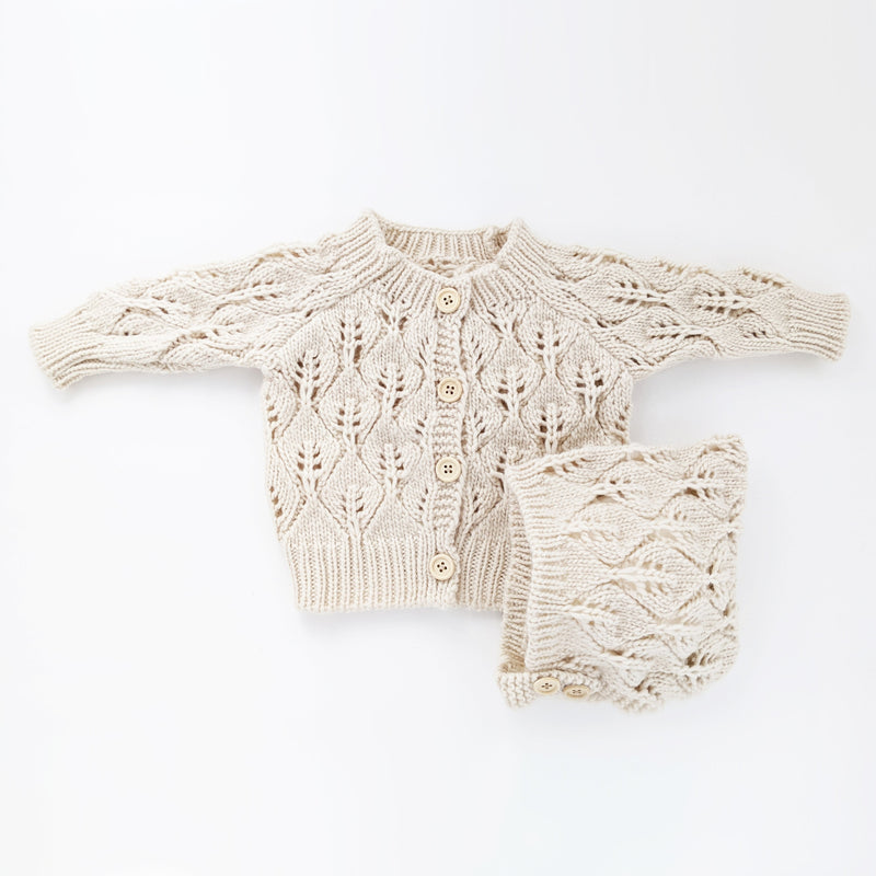Leaf Lace Cardigan Sweater - Natural by Huggalugs