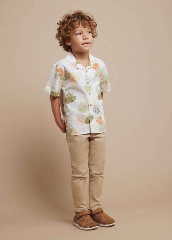 Tropical Leaves Short Sleeve Button Up - Iguana Green by Mayoral