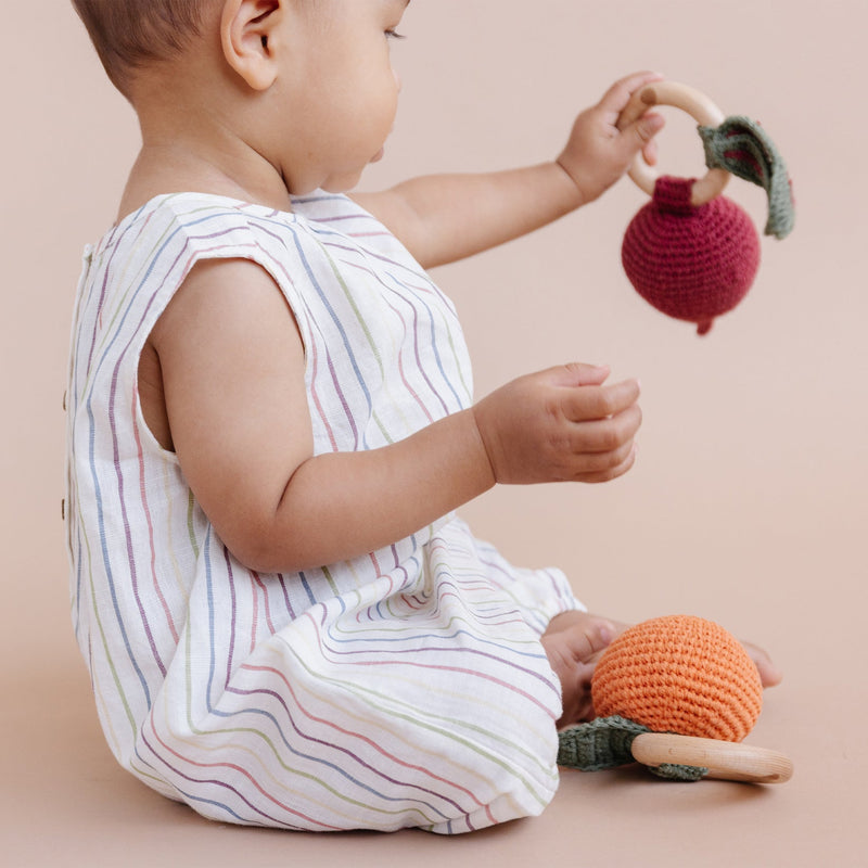 Cotton Crochet Rattle Teether - Orange by The Blueberry Hill