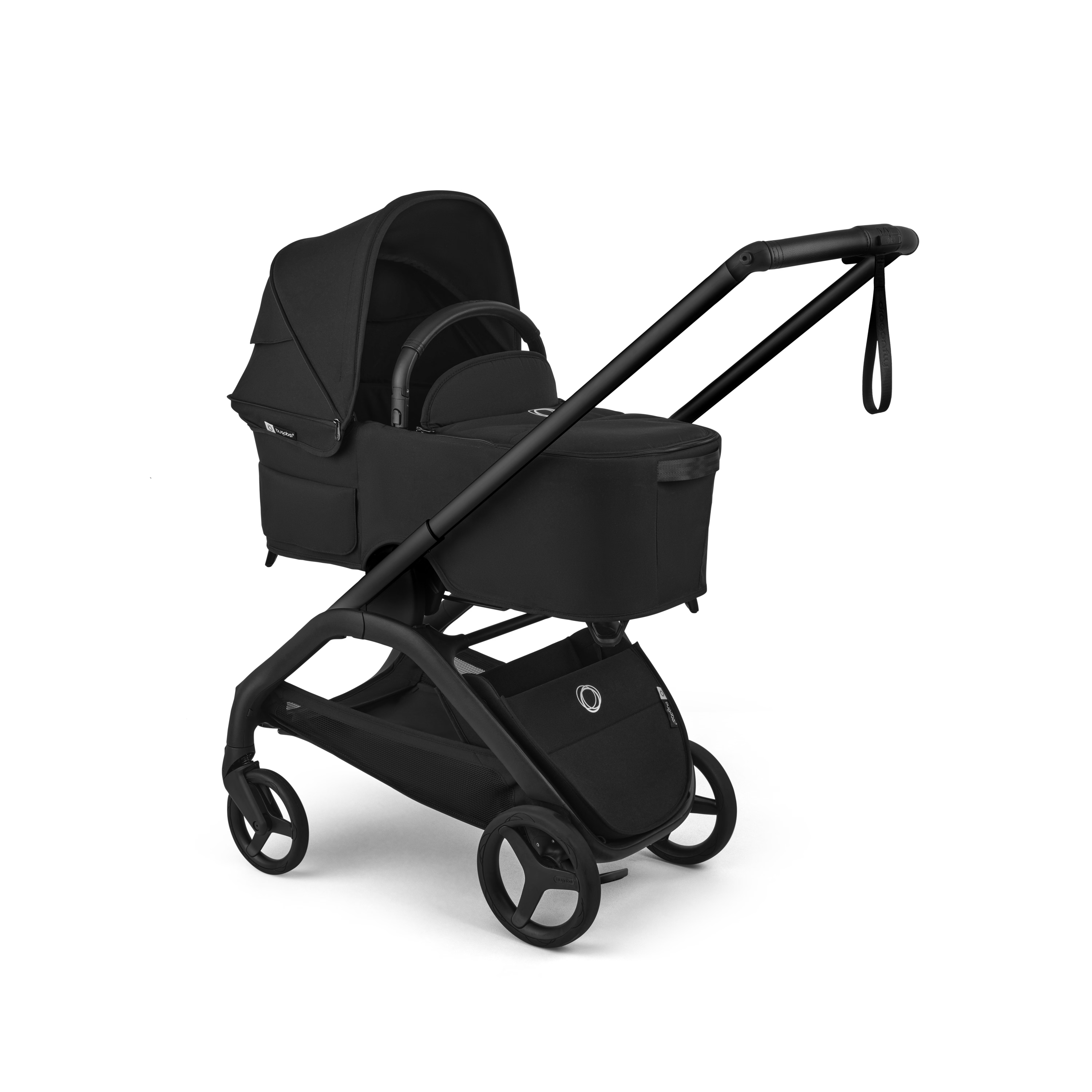 Black stroller on a transparent background