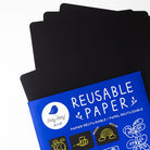 Set of black reusable paper sheets with a blue packaging label featuring the brand 'Jay Jay'.