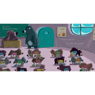 Illustration of bears in a classroom setting with a teacher bear, classroom decor, and a window showing stars.