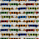 Pattern of colorful dogs in stripes on a white background