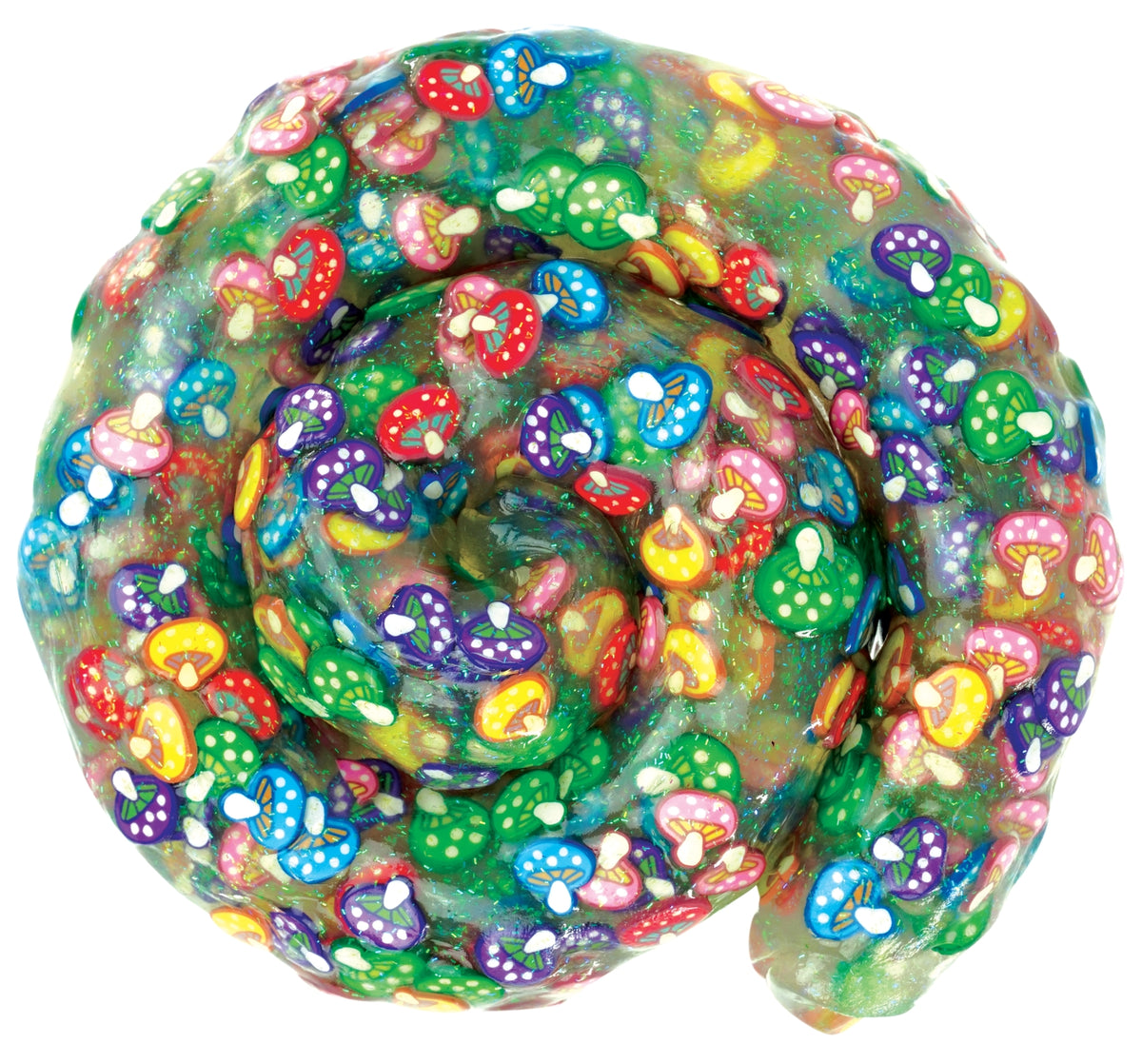 Colorful slime with mushroom shapes on a white background