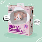 Digital camera for kids in packaging with pink and white design