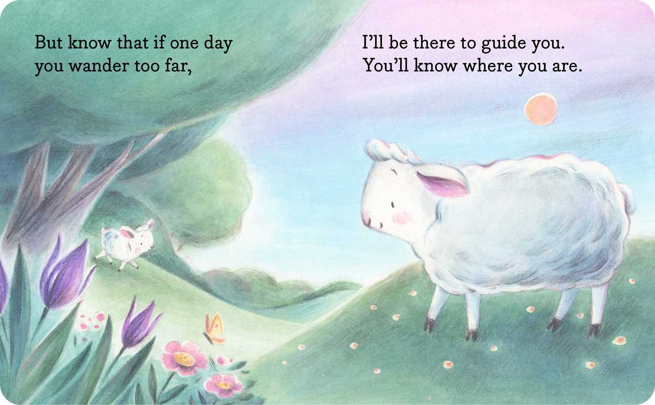 Illustration of a sheep in a pastoral scene with text about guidance.