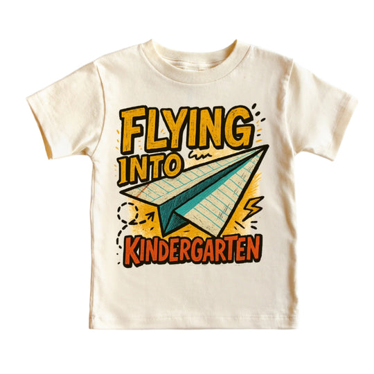 Flying Into Kindergarten Tee - Natural by Madi Moosh - FINAL SALE
