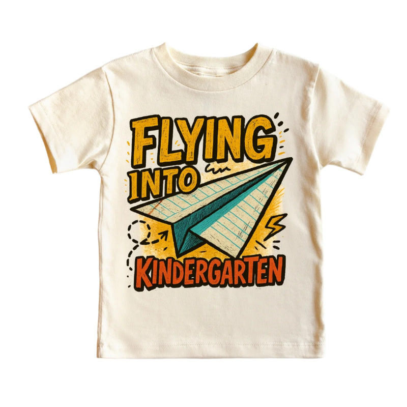 Flying Into Kindergarten Tee - Natural by Madi Moosh - FINAL SALE