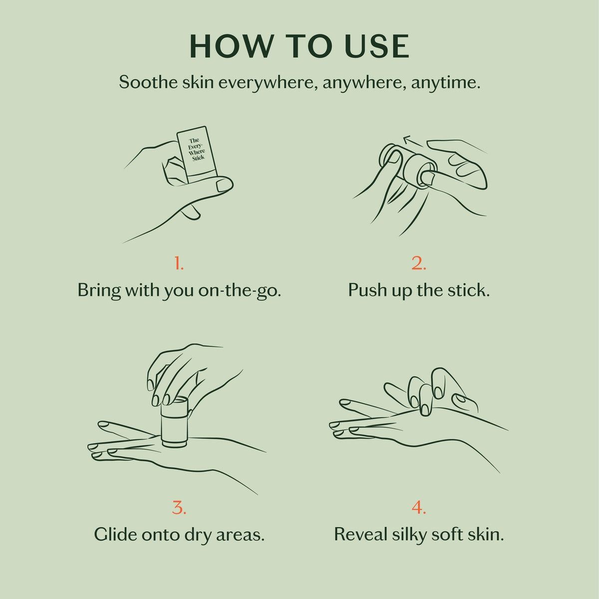Instructions on how to use a product with illustrations of hands and text.