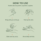 Instructions on how to use a product with illustrations of hands and text.