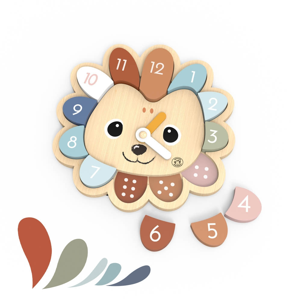 Children's wall clock with a hedgehog design on a white background