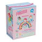 Shaped puzzle packaging with fairy design on a white background