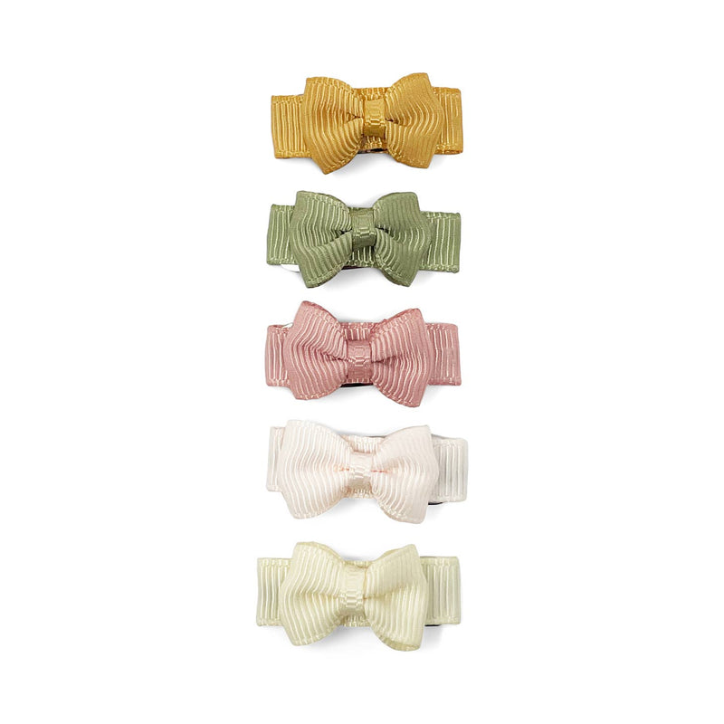 Tiny Tuxedo Bows on Snap Clips Set of 5 - Salted Caramel by Baby Wisp