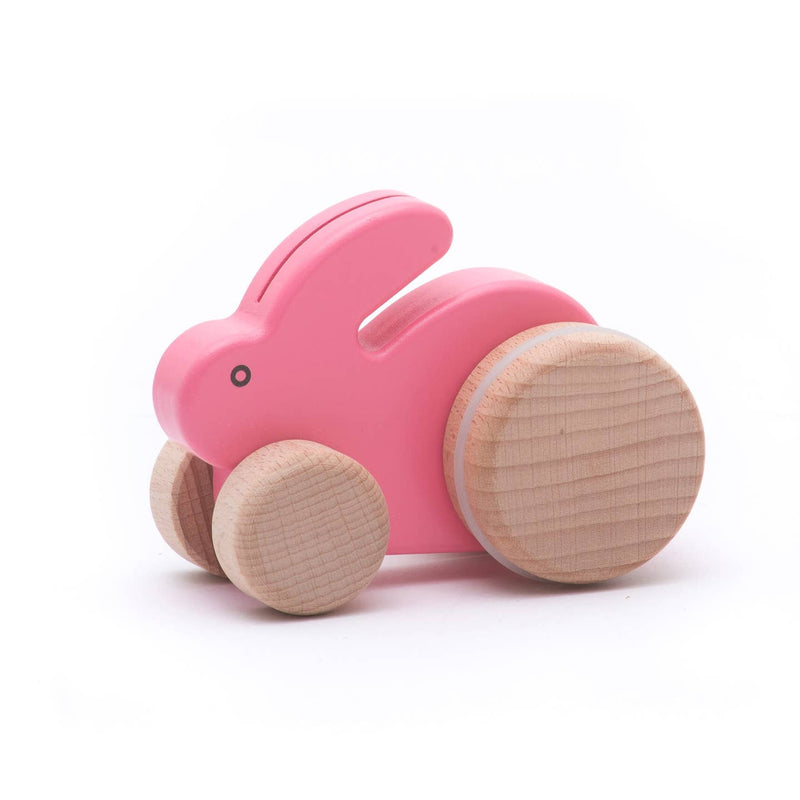 Small Hopping Rabbit Wooden Toy - Pink by Little Poland Gallery