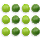 Grid of green spheres on a white background