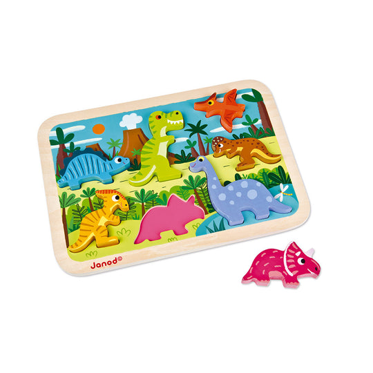 Chunky Wooden Puzzle - Dinosaurs by Janod