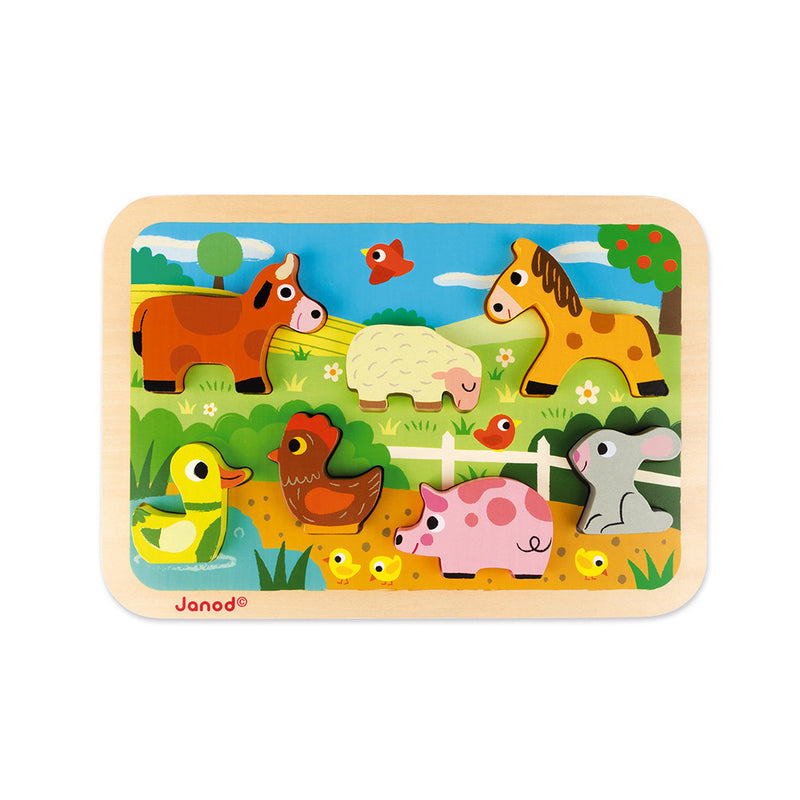 Chunky Wooden Puzzle - Farm by Janod